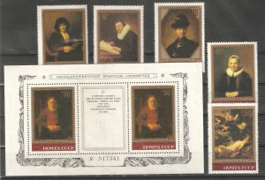 Russia/USSR 1983,Rembrandt Paintings Hermitage Museum,Sc 5129-5134,MNH**         