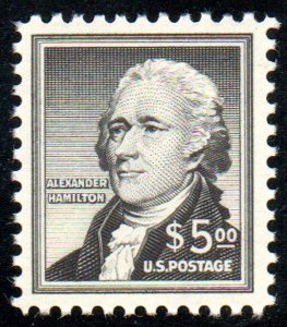 US #1053 Est $125-$150.00 XF-SUPERB mint never hinged,  $5 Hamilton,  very we...