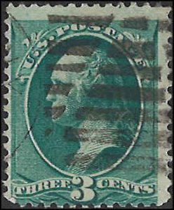 Scott# 207  1881 3c bl grn  Washington; Soft Porous Paper   Used - Fine