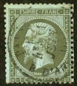 France Sc# 22 Used 1862-1871 1c Emperor Napoleon III