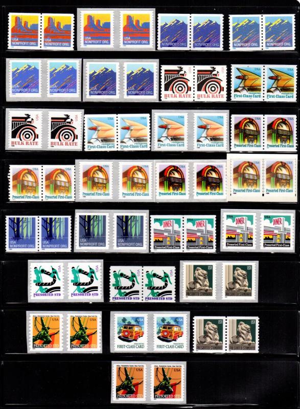 #2902-2912B, 3132, 3207-3229, 3447-3770 American Culture Coil Pairs Set/27 - MNH