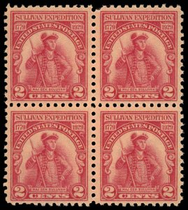 US Sc 657 VF/MNH BLOCK of 4 - 1929 2¢ - Sullivan Expedition