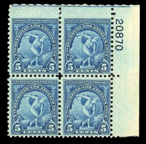 United States, 1930-Present #719 Cat$25, 1932 5c Olympics, plate block of fou...