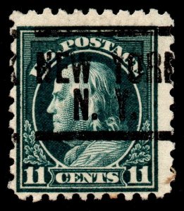 U.S. Scott #434: 1915 11¢ Benjamin Franklin, Used, F, New York NY precancel