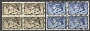 United Nations Sc# 17-18 MNH Blocks/4 1953 UPU Issue