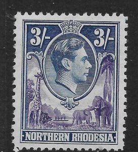 NORTHERN RHODESIA SG42 1938 3/= VIOLET & BLUE MNH