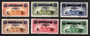 SAN MARINO — SCOTT C11-C16— 1933 ZEPPELIN OVERPRINT SET— USED W/CERT— SCV $1,435