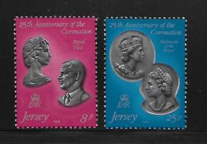 GB,JERSEY,195-6, MNH, 25TH ANNIVERSARY OF CORONATION OF QEII AND ROYAL VISIT