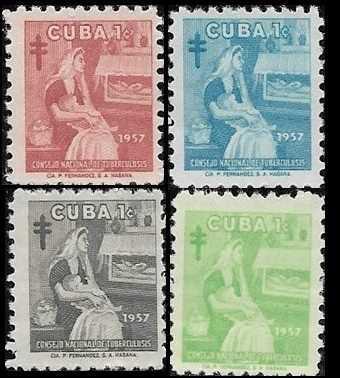 Cuba 1957 Scotts #RA35-RA38 F MLH Mother & Child by Fermandez