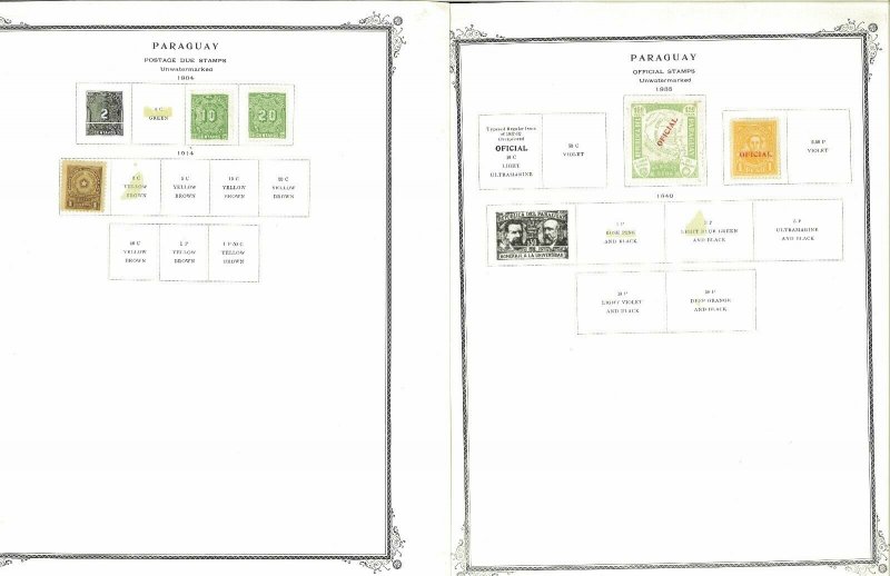 Paraguay 1884-1940 M & U Hinged & in Mounts on a Mix of Remaindered Pages