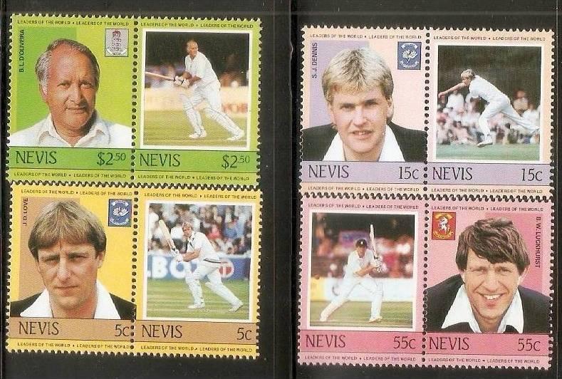 Nevis 1985 Famous Cricket Players Sc 384-90 8v MNH # 2310