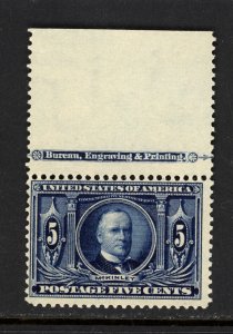 SCOTT 326 1904 5 CENT LOUISIANA PURCHASE ISSUE MARGIN INSCRPTION MNH OG F-VF!