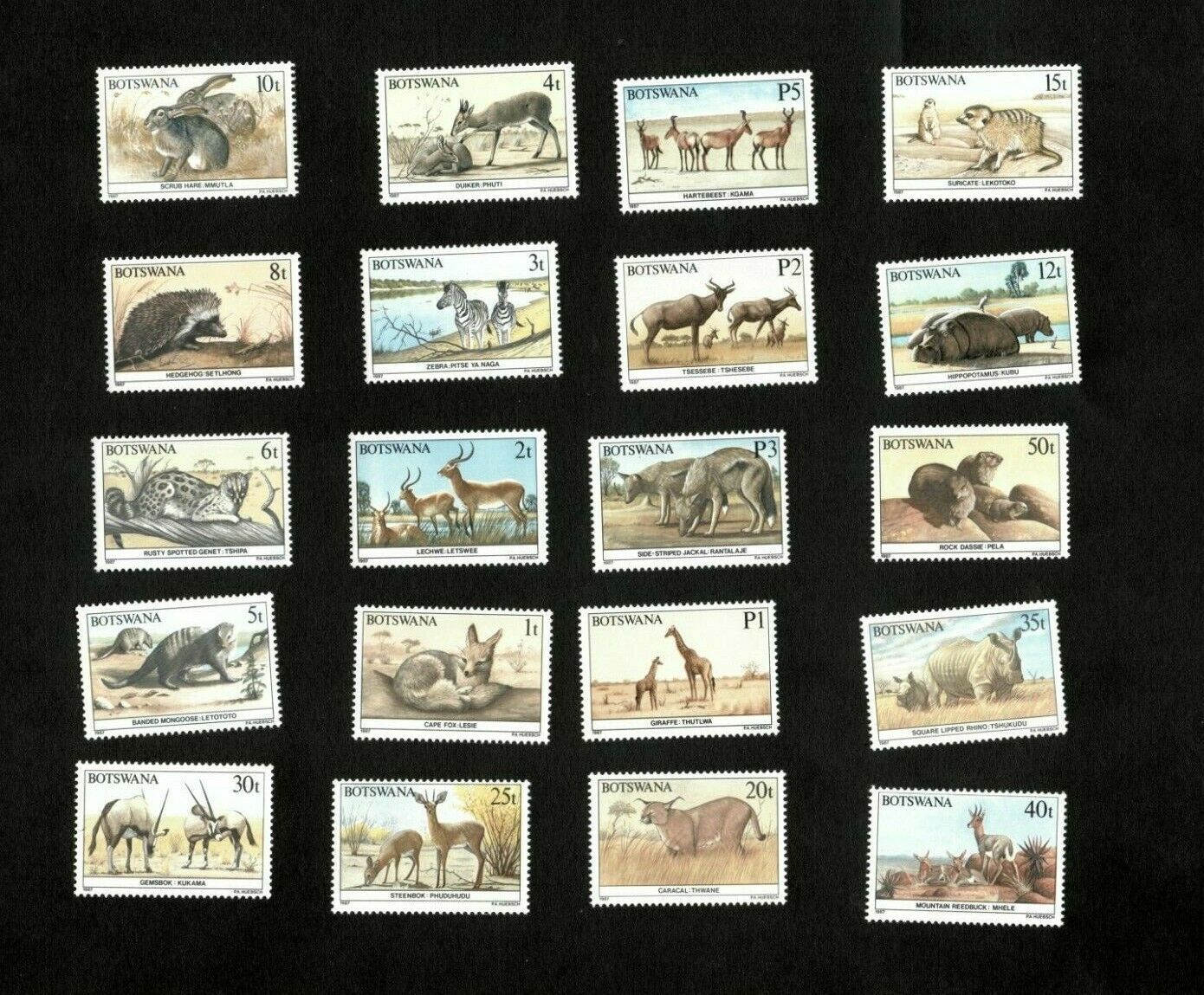 Botswana 1987 SC40423 Wildlife Conservation Set of 20 Stamps