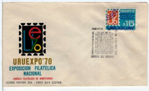 URUGUAY  - 1970 National Stamp Exhibition URUEXPO '70 - Montevideo,    FDC7612