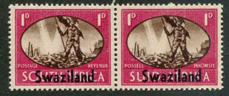 Swaziland 38 o/p on South Africa Victory  2d  - Bilingual pair MNH