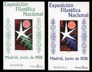 Spain #877a-878a Cat$45, 1958 Philatelic Exhibition in Brussels, set of two i...