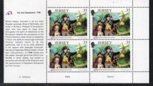 Jersey Sc 521a 1989 35p French Revolution stamp booklet pane mint NH