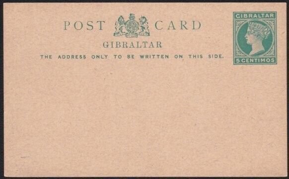 GIBRALTAR QV 5c centimos postcard unused...................................A8651