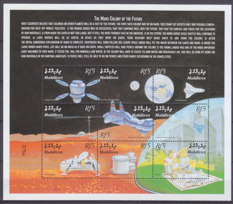 2000 Maldive Islands 3345-3353KL Future colonies on Mars 10,00 €