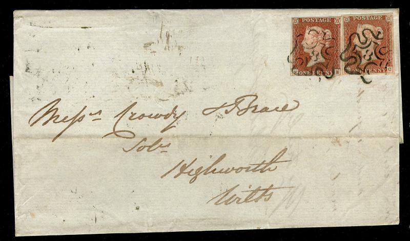 SG8, 1d red-brown, FINE USED. Cat £800+ blk MX  NUMBER 8 PAIR. PAIR. ON COVER