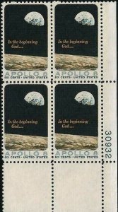 Scott 1371 Plate Block of 4, Apollo 8, MNH, 1969, 6¢