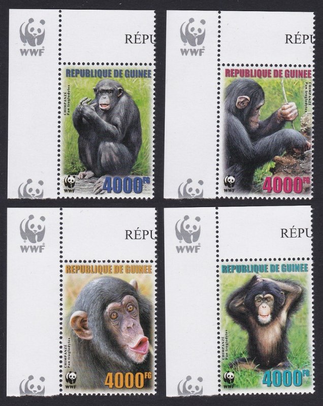 Guinea WWF Chimpanzee 4v Corners WWF Logo 2006 MNH MI#4222-4225