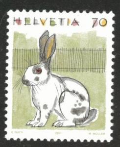 Switzerland Scott 872 MNH** Rabbit stamp 1995 CV$1