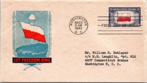 FDC 1943 SC #909 IOOR Cachet - Washington DC - Single - F71566