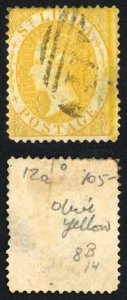 St Lucia SG16 (4d) yellow Perf 14 Cat 24 pounds