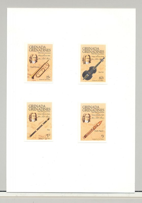 Grenada Grenadines #699-703 Bach, Composer, Music 4v & 1v S/S Imperf Proofs