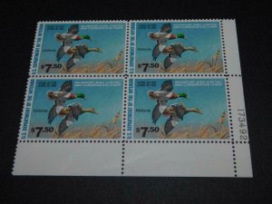 US FEDERAL DUCK, SCOTT# 47, PLATE BLOCK, MNH