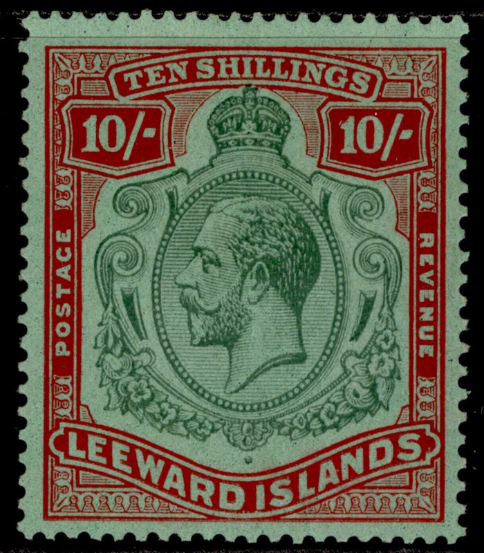 LEEWARD ISLANDS GV SG79, 10s green & red/green, LH MINT. Cat £80.