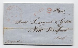 1848 East Machias ME red CDS stampless folded letter paid and 10 rate [6759.5]