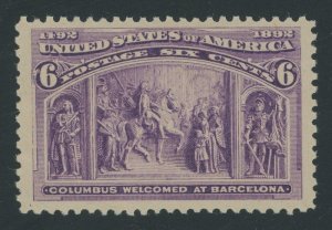 USA 235 - 6 cent Columbian - F/VF Mint nh Jumbo & sound