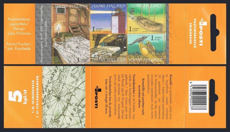 Finland 1159 booklet,MNH. Gulf of Finland,2001. Uto Lighthouse, Wreck St Mikael,