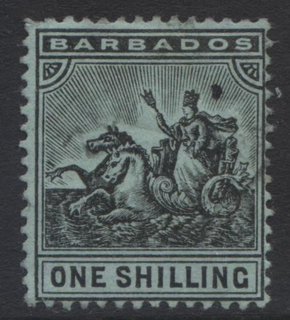 Barbados - Scott 100 - Badge of Colony -1910 - MLH -WMK 3 - Single 1/-  Stamp