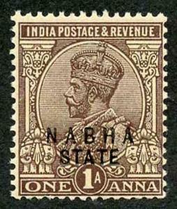 ICS NABHA SG59 1924 New Colour 1a Chocolate M/M (toned)