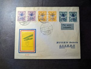 1928 Latvia Overprint Airmail Cover Riga to Lucerne Switzerland