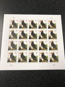 US 4737A Tufted Puffins 86Cent  Sheet Of 20 Stamps Mint NH Black Date