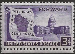 # 957 MINT NEVER HINGED WISCONSIN STATEHOOD 100TH ANNIV.