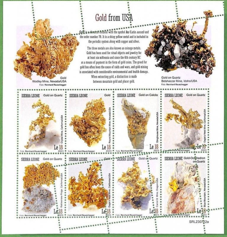 B2694 - Sierra Leone - ERROR MISPERF Stamp Sheet - 2023 - Gold from USA