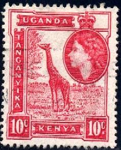 Giraffe, Kenya, Uganda & Tanzania stamp SC#104 used