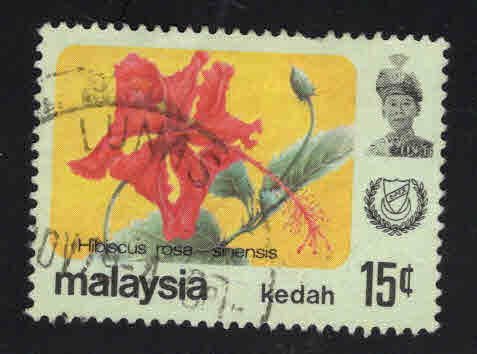 MALAYSIA Kedah Scott 124 Used flower stamp