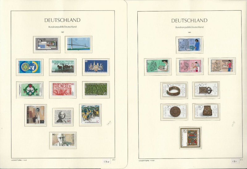 Germany Stamp Collection on 24 Hingless Lighthouse Pages, 1985-1990, JFZ