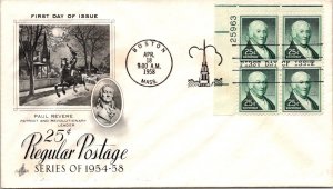 FDC 1958 SC #1048 Artcraft Cachet - Boston, Mass - Booklet Of 4 - F71726