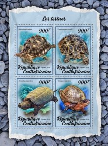 Central Africa - 2017 Turtles & Tortoises - 4 Stamp Sheet - CA18005a