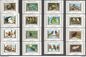 1972 Umm Al Qiwain Birds Parrots Fauna Michel #1402-17 32 Euro 16Bl ** Ar197