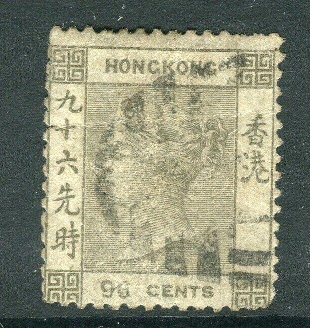 HONG KONG; 1863 classic QV Crown CC issue 96c. used value