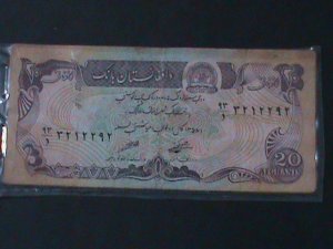 ​AFGHANISTAN-1979- BANK OF AFGHANISTAN $20 AFGHANIS--CIRCULATED-VERY FINE