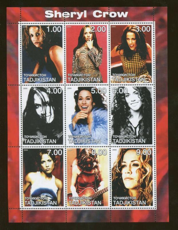 Tajikistan Commemorative Souvenir Stamp Sheet - Musician Sheryl Crow